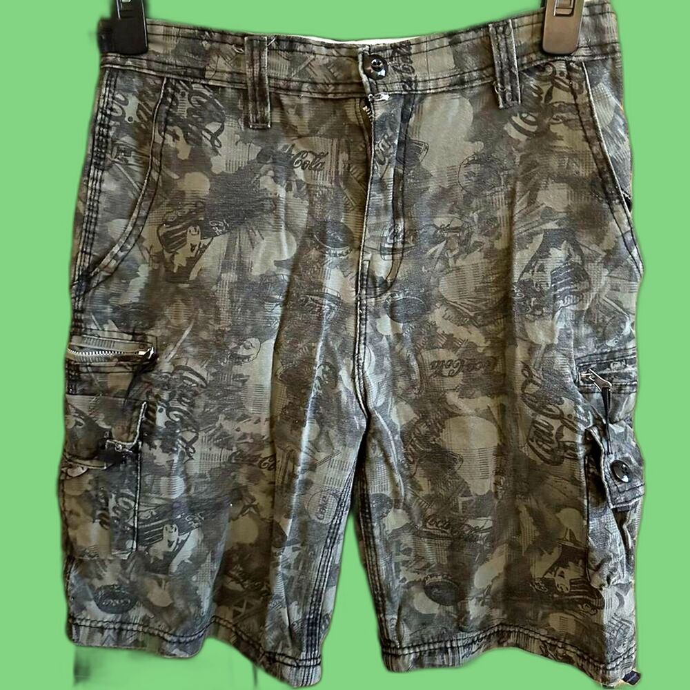 Coca Cola Print Shorts Men's Military Green Hand Crafted with no tags Small